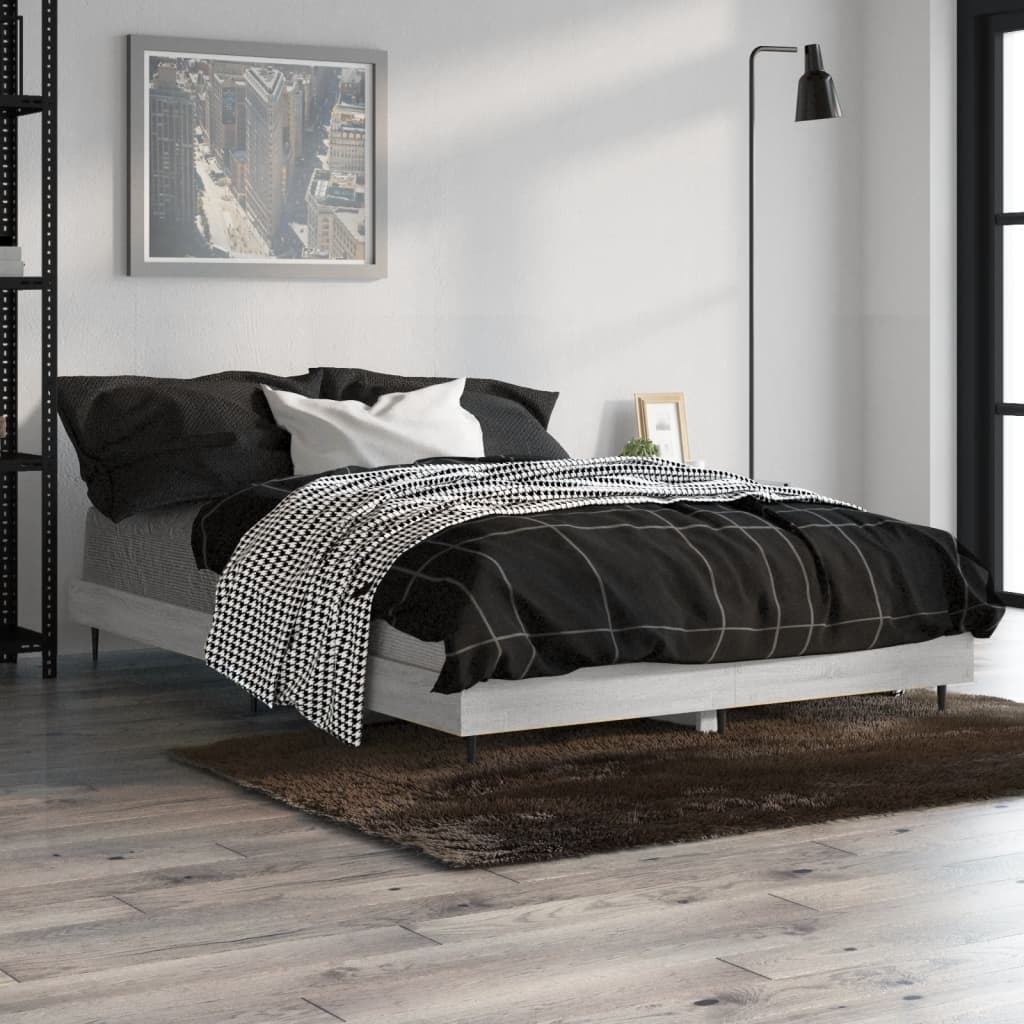 Cadru de pat, gri sonoma, 120x190 cm, lemn prelucrat - Lando