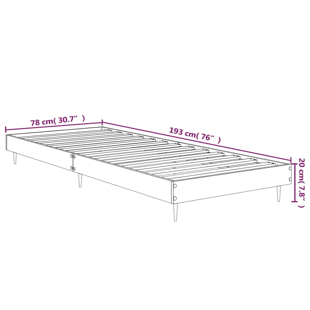 Cadru de pat, alb, 75x190 cm, lemn prelucrat - Lando