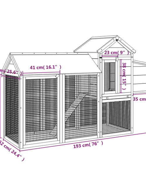 Încărcați imaginea în vizualizatorul Galerie, Coteț de găini, maro, 193x65x117 cm, lemn masiv de pin Lando - Lando
