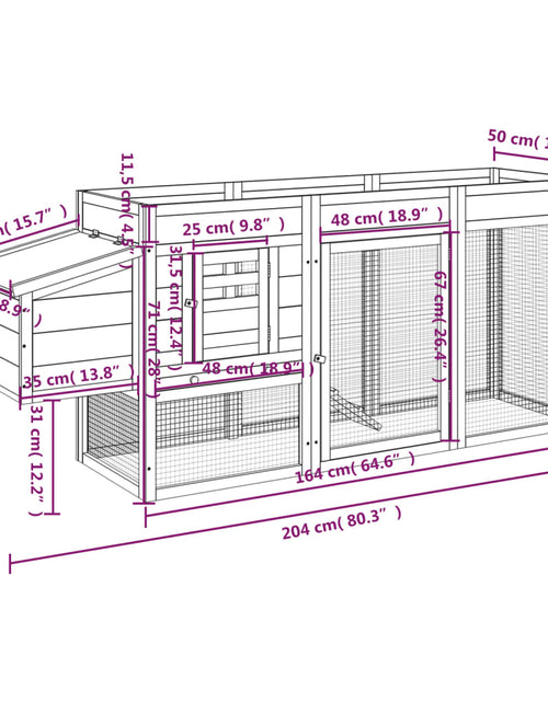 Încărcați imaginea în vizualizatorul Galerie, Coteț de găini, cafeniu, 204x50x84 cm, lemn masiv de pin Lando - Lando
