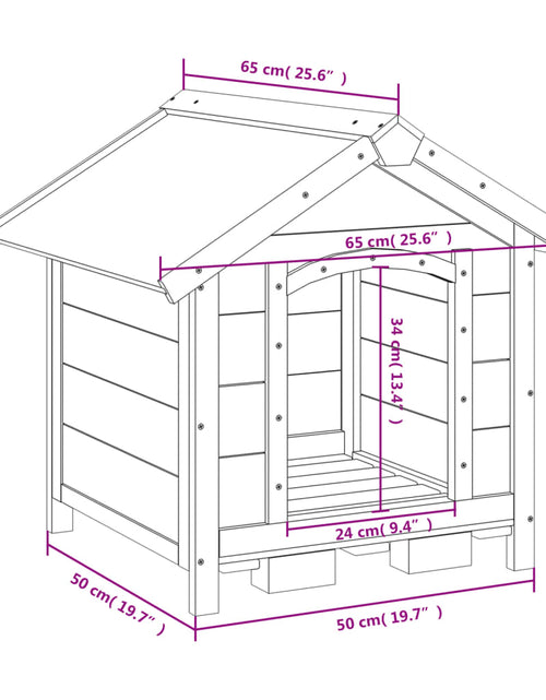 Загрузите изображение в средство просмотра галереи, Cușcă de câine, cafeniu, 65x65x61,5 cm, lemn masiv pin Lando - Lando
