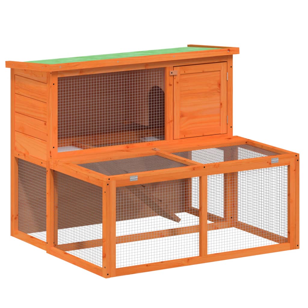 Cușcă pentru iepuri, maro, 102x90x84,5 cm, lemn masiv de pin Lando - Lando
