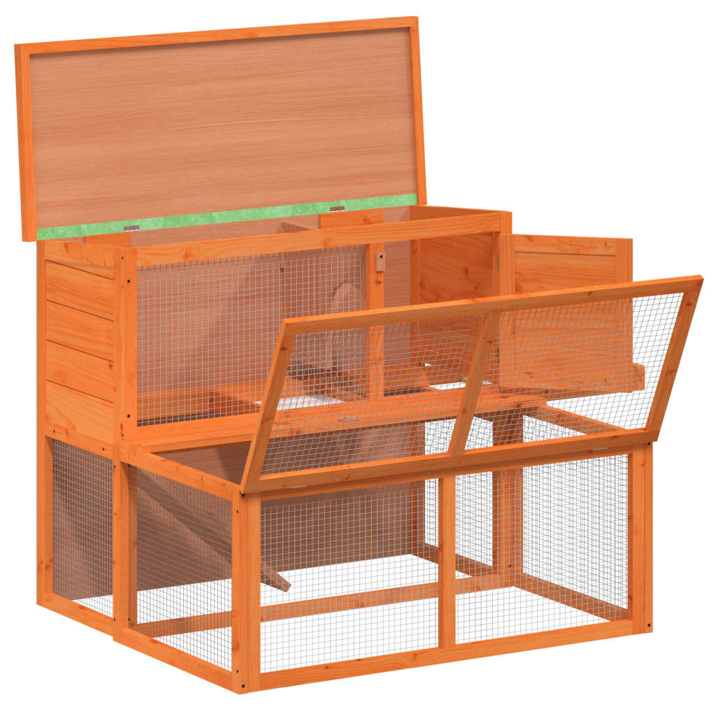 Cușcă pentru iepuri, maro, 102x90x84,5 cm, lemn masiv de pin Lando - Lando