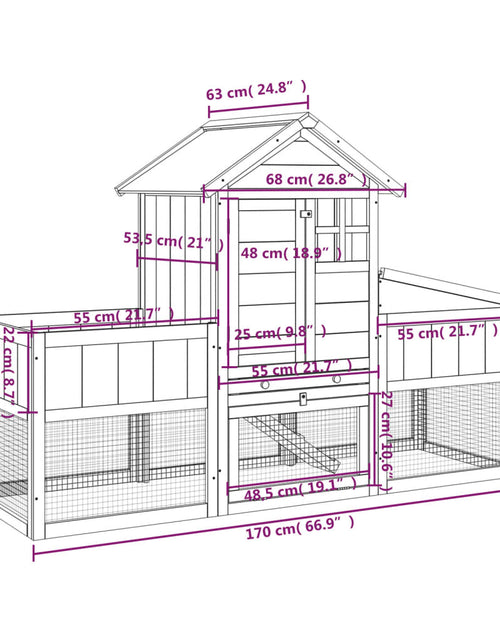 Загрузите изображение в средство просмотра галереи, Cușcă pentru iepuri gri 170x63x113 cm lemn masiv de pin Lando - Lando
