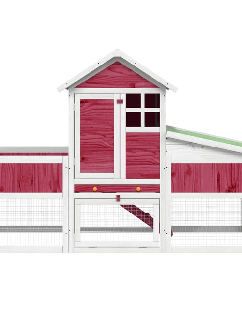 Încărcați imaginea în vizualizatorul Galerie, Cușcă pentru iepuri, roșu, 170x63x113 cm, lemn masiv de pin Lando - Lando
