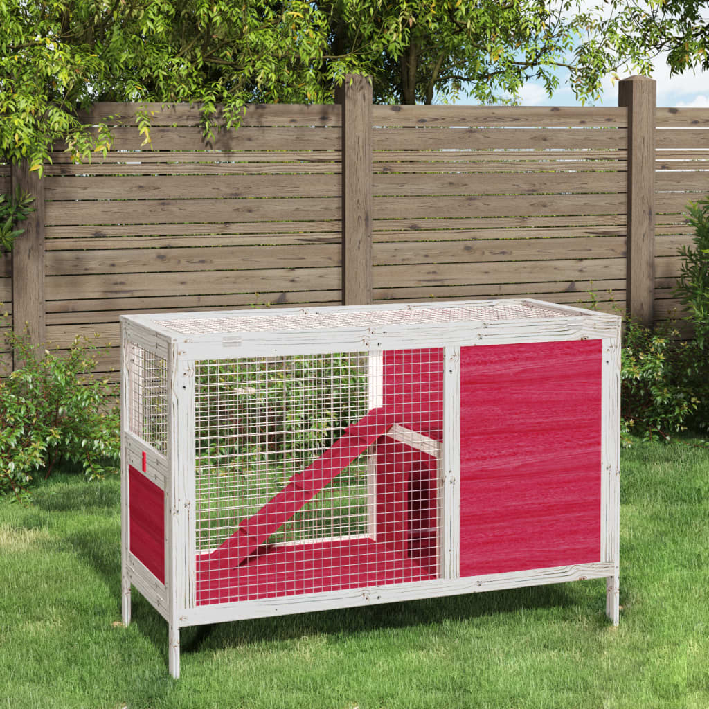 Cușcă pentru iepuri roșu 103x44x69,5 cm lemn masiv de pin Lando - Lando