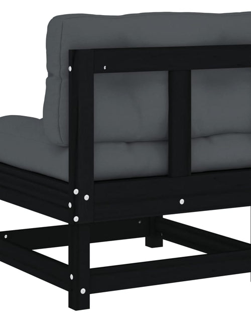 Încărcați imaginea în vizualizatorul Galerie, Canapele de mijloc cu perne, 2 buc., negru, lemn masiv de pin - Lando

