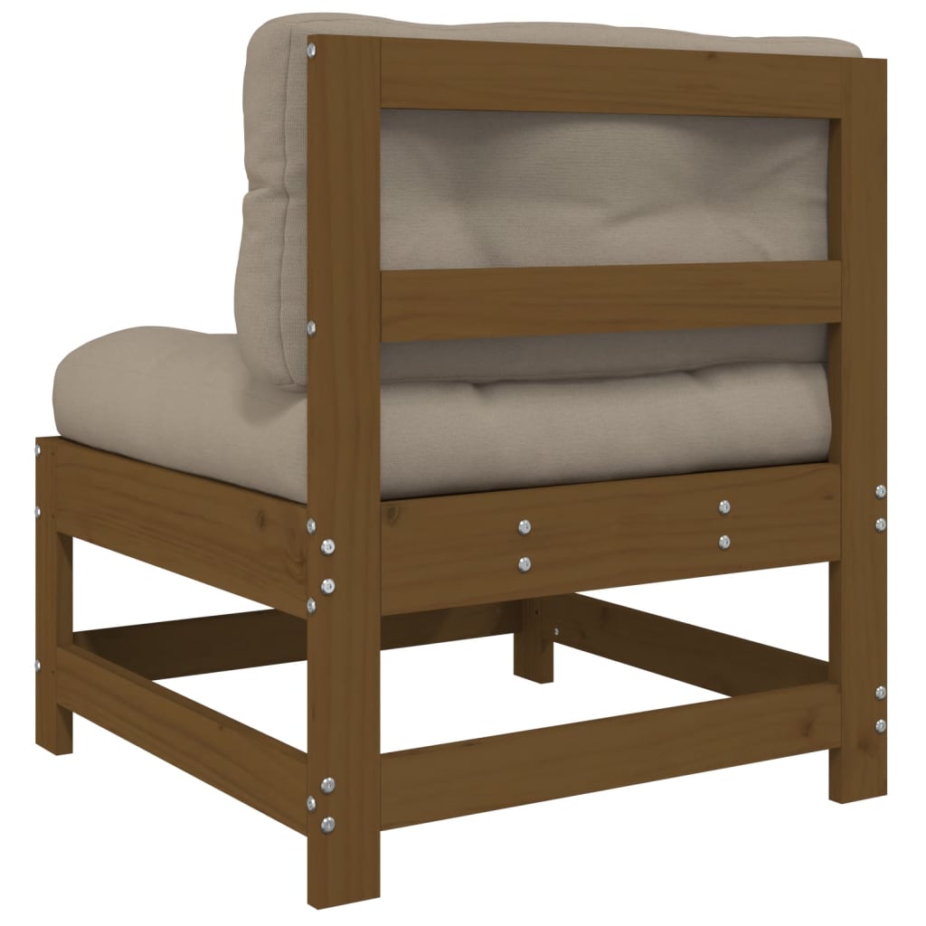 Canapea de mijloc cu perne, maro miere, lemn masiv de pin - Lando