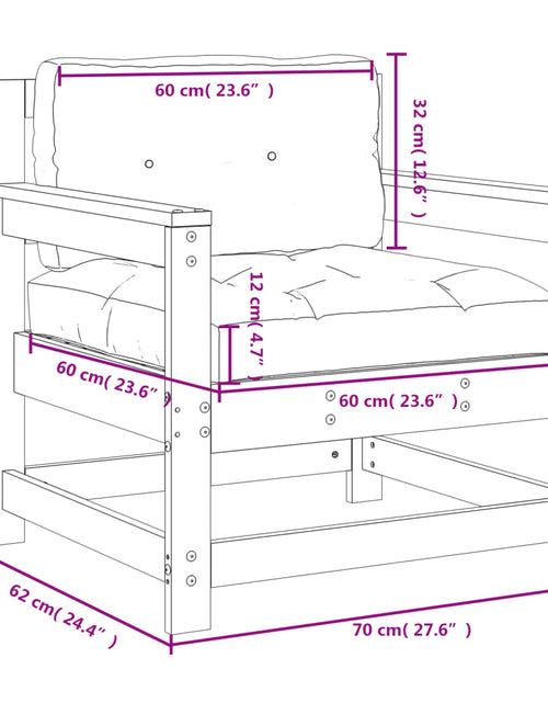 Încărcați imaginea în vizualizatorul Galerie, Scaune de grădină cu perne, 2 buc., lemn masiv de pin - Lando

