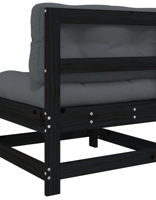 Încărcați imaginea în vizualizatorul Galerie, Canapele de mijloc cu perne, 2 buc., negru, lemn masiv de pin - Lando
