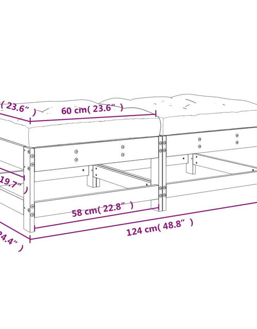 Încărcați imaginea în vizualizatorul Galerie, Taburete de grădină cu perne, 2 buc., lemn de pin tratat - Lando
