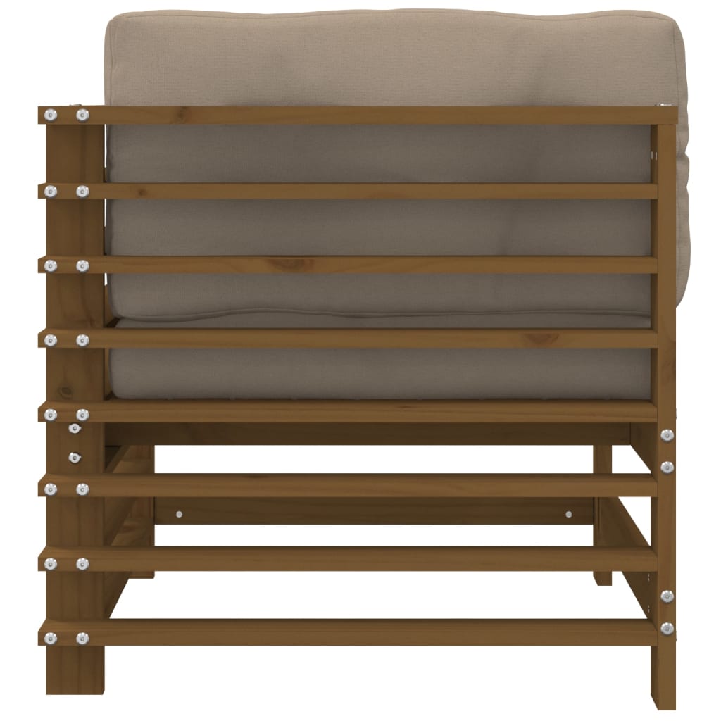 Canapea colțar cu perne, maro miere, lemn masiv de pin - Lando