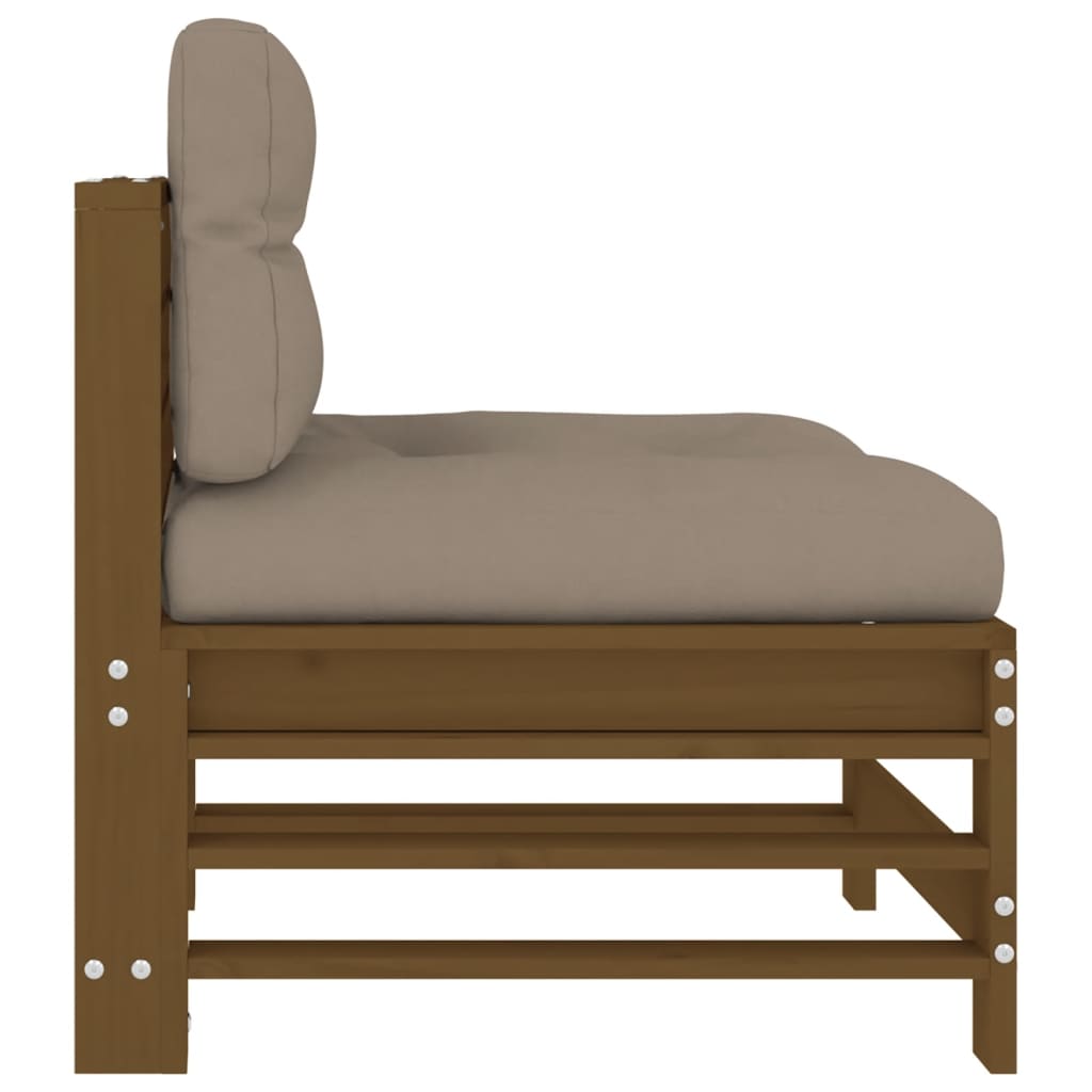 Canapea de mijloc cu perne, maro miere, lemn masiv de pin - Lando