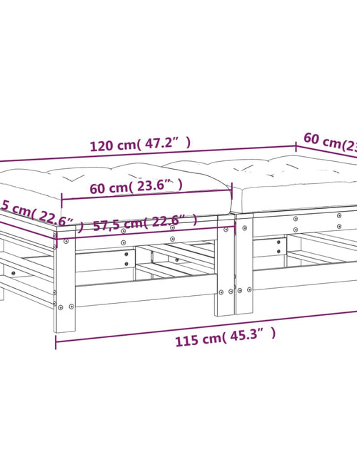 Încărcați imaginea în vizualizatorul Galerie, Taburete de grădină cu perne, 2 buc., lemn masiv de pin - Lando
