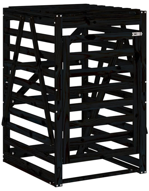 Încărcați imaginea în vizualizatorul Galerie, Magazie cvadruplă depozitare coș de gunoi negru lemn masiv pin - Lando
