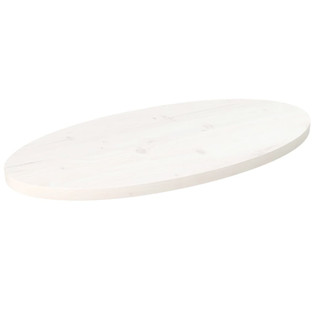 Blat de masă, alb, 60x30x2,5 cm, lemn masiv de pin, oval - Lando