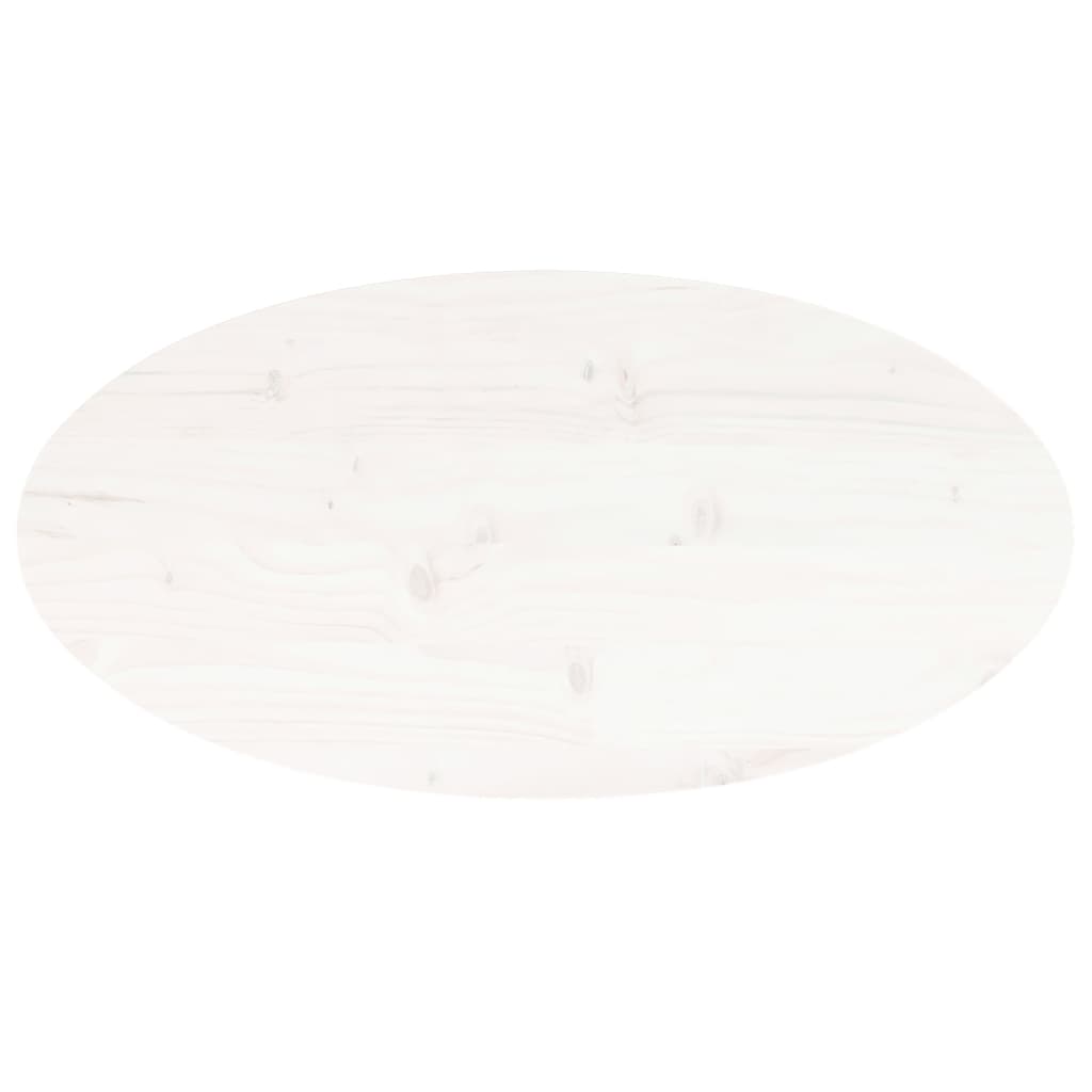 Blat de masă, alb, 60x30x2,5 cm, lemn masiv de pin, oval - Lando