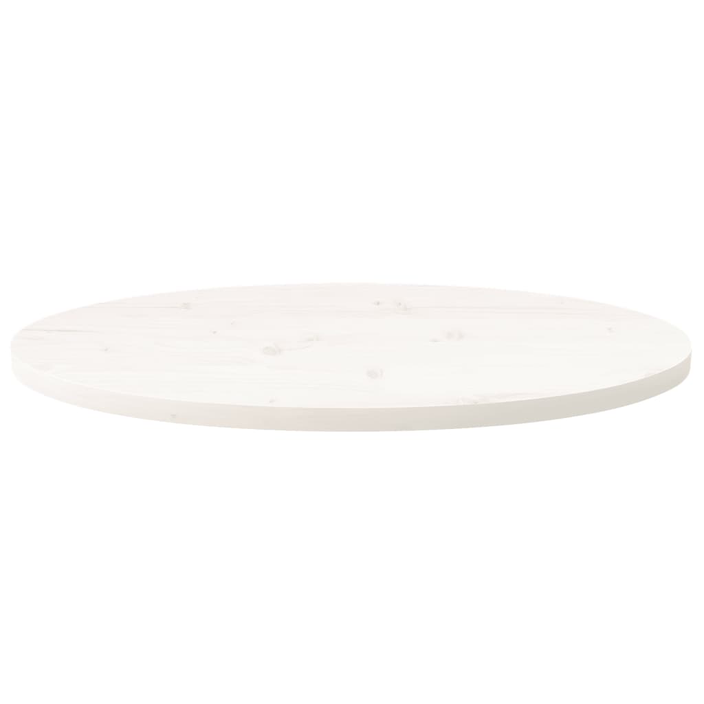 Blat de masă, alb, 80x40x2,5 cm, lemn masiv de pin, oval - Lando