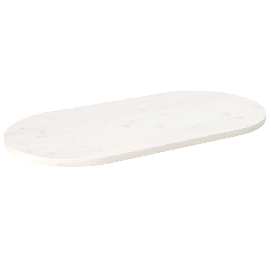 Blat de masă, alb, 90x45x2,5 cm, lemn masiv de pin, oval - Lando