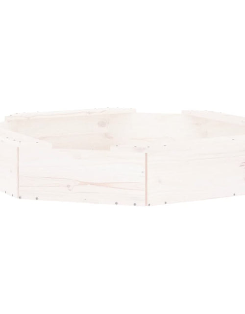Încărcați imaginea în vizualizatorul Galerie, Cutie de nisip cu scaune octogonale, alb, lemn masiv de pin - Lando

