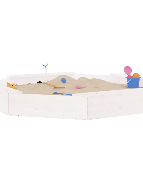 Încărcați imaginea în vizualizatorul Galerie, Cutie de nisip cu scaune octogonale, alb, lemn masiv de pin - Lando

