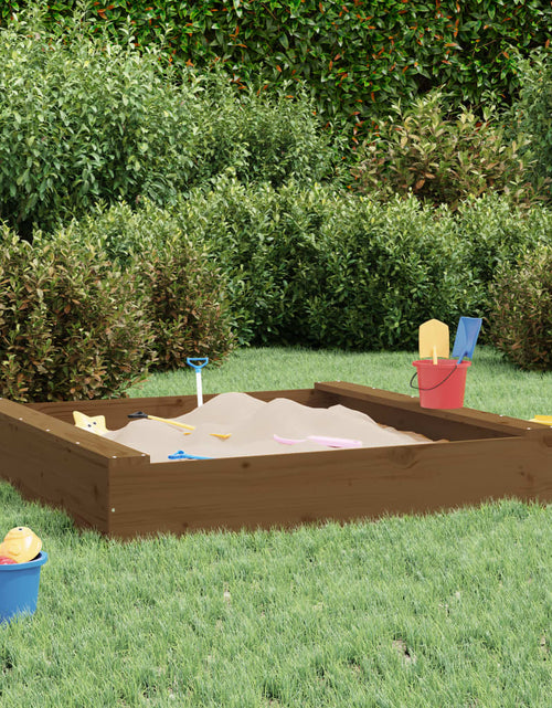 Încărcați imaginea în vizualizatorul Galerie, Cutie de nisip pătrată cu scaune, maro miere, lemn masiv de pin - Lando
