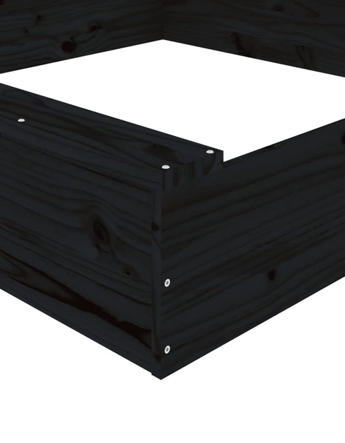 Încărcați imaginea în vizualizatorul Galerie, Cutie de nisip pătrată cu scaune, negru, lemn masiv de pin - Lando
