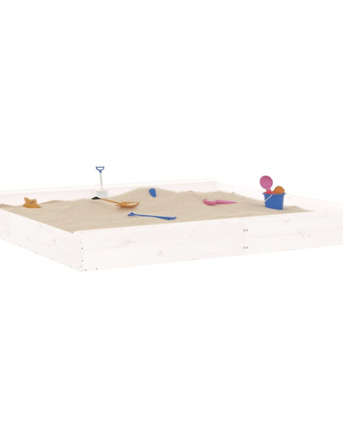 Încărcați imaginea în vizualizatorul Galerie, Cutie de nisip pătrată cu scaune, alb, lemn masiv de pin - Lando
