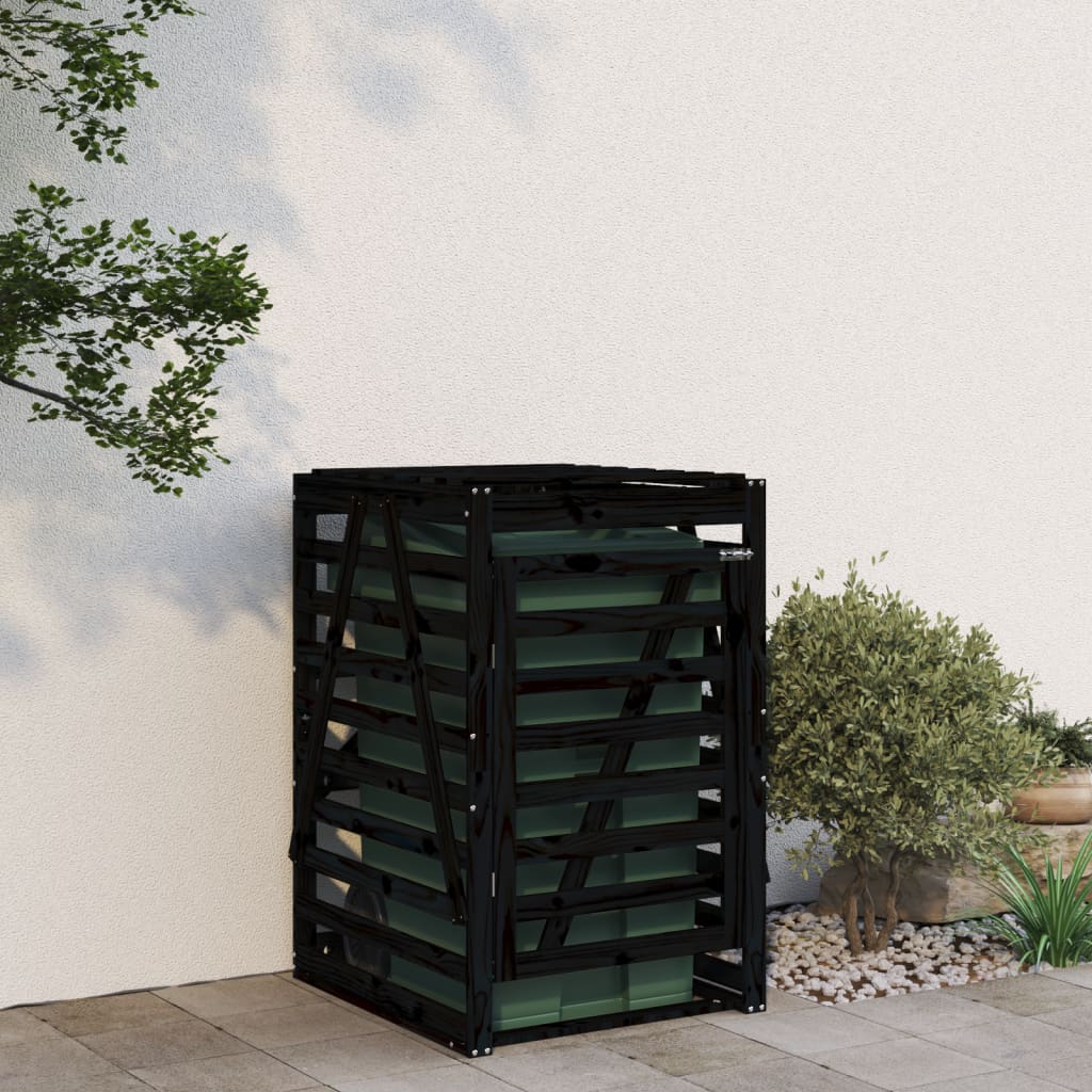 Depozitare coș de gunoi negru 84x90x128,5 cm lemn masiv de pin - Lando