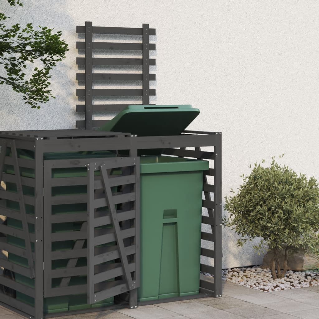 Extensie depozitare pubelă de gunoi, gri, lemn masiv de pin - Lando