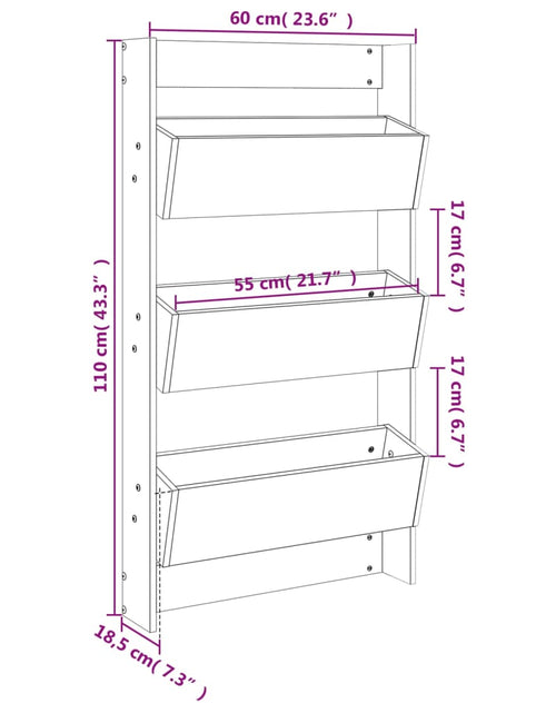 Загрузите изображение в средство просмотра галереи, Jardinieră de perete cu 3 niveluri alb 60x18,5x110 cm lemn pin - Lando
