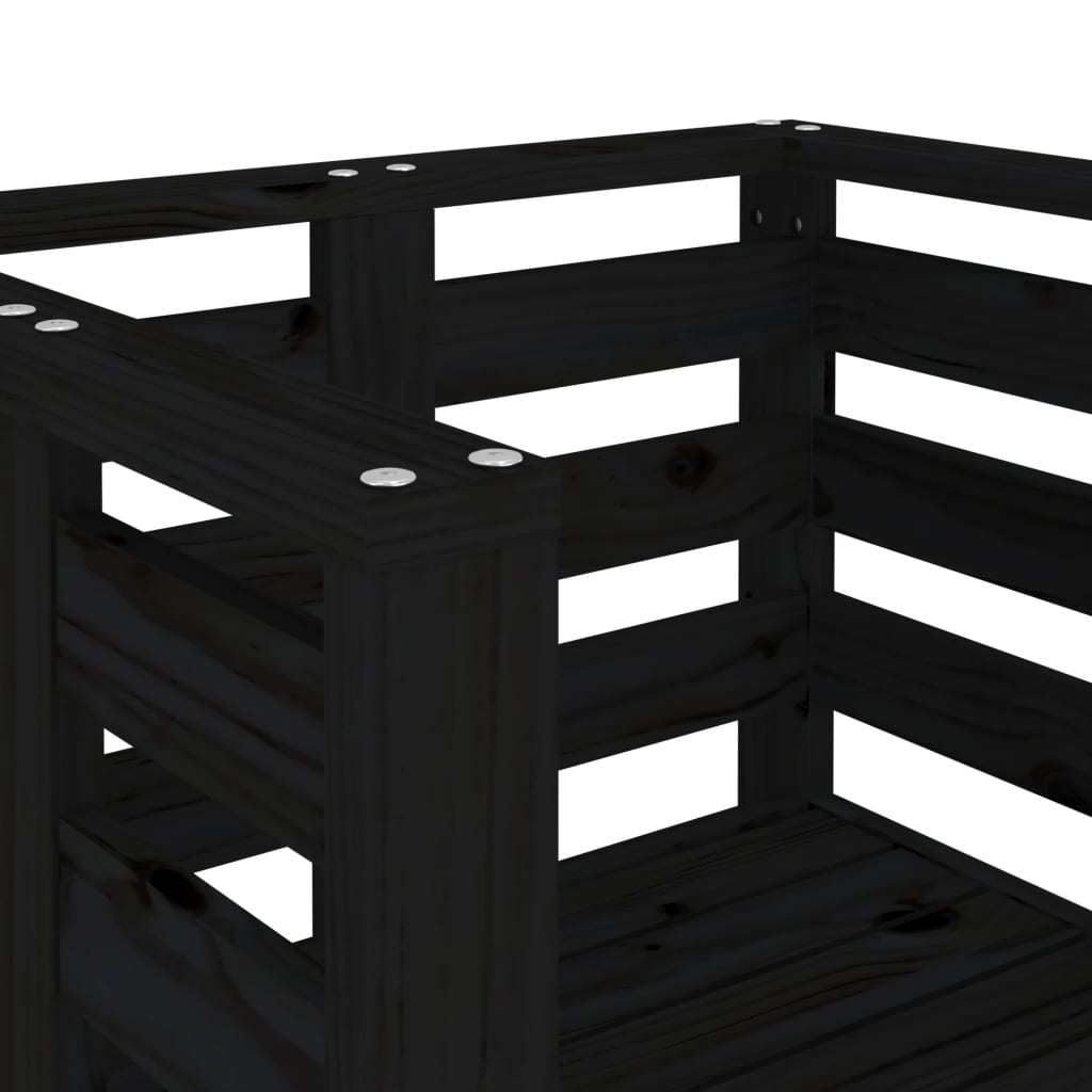 Scaune de grădină, 2 buc., negru, 61,5x53x71 cm, lemn masiv pin - Lando