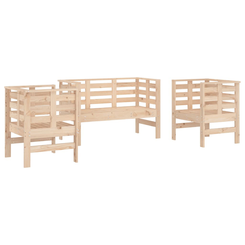 Set mobilier de grădină, 3 piese, lemn masiv de pin - Lando
