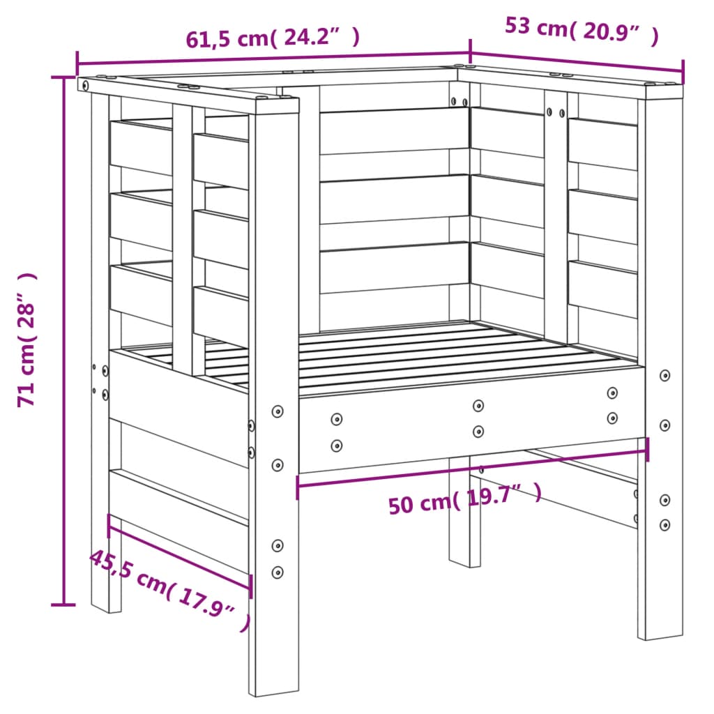 Set mobilier de grădină, 3 piese, lemn masiv de pin - Lando