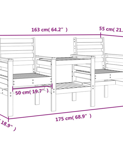 Încărcați imaginea în vizualizatorul Galerie, Bancă de grădină cu masă 2 locuri, lemn masiv de pin - Lando
