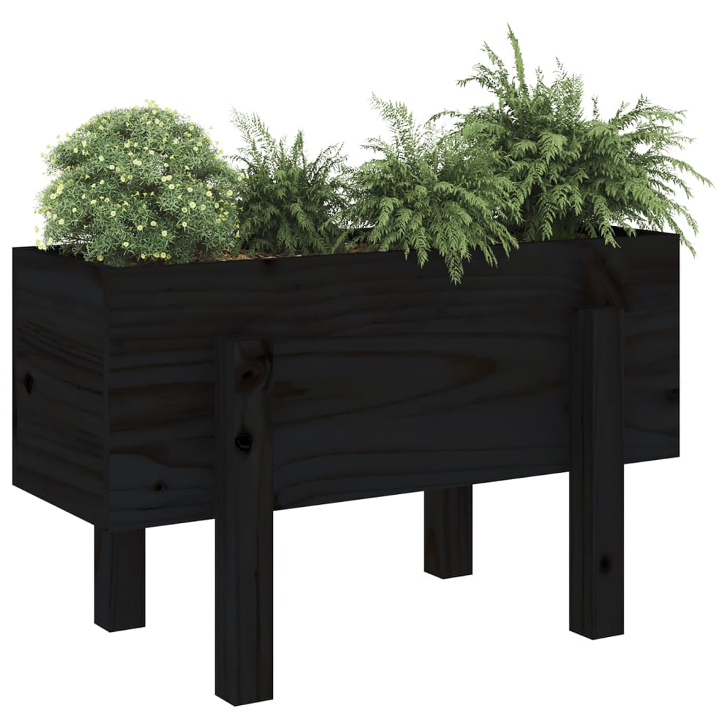 Jardinieră de grădină, negru, 62x30x38 cm, lemn masiv pin - Lando