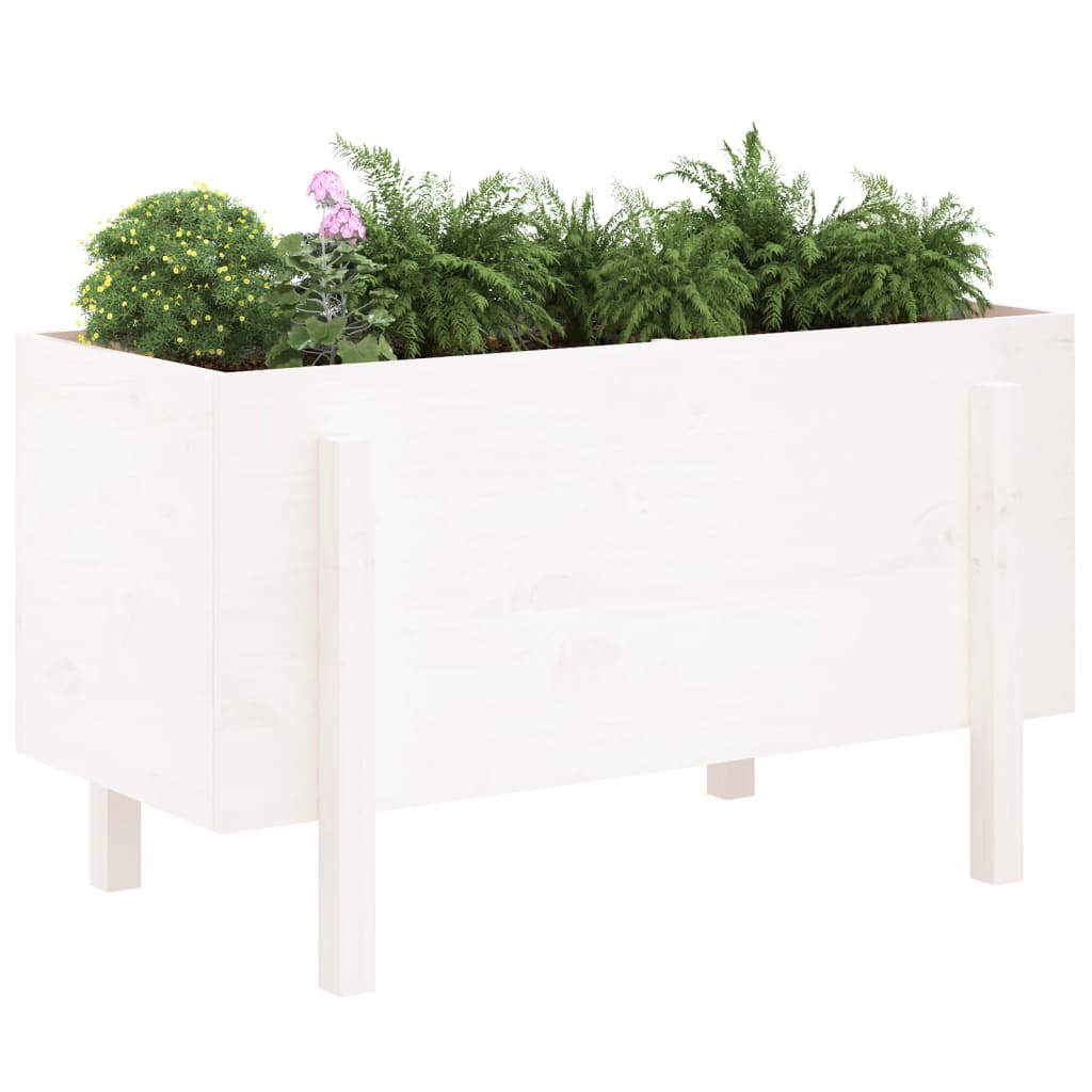 Strat înălțat de grădină, alb, 101x50x57 cm, lemn masiv de pin - Lando