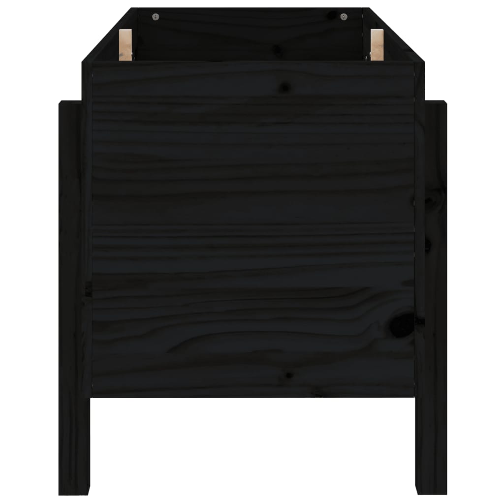 Strat înălțat de grădină, negru, 101x50x57 cm, lemn masiv pin - Lando