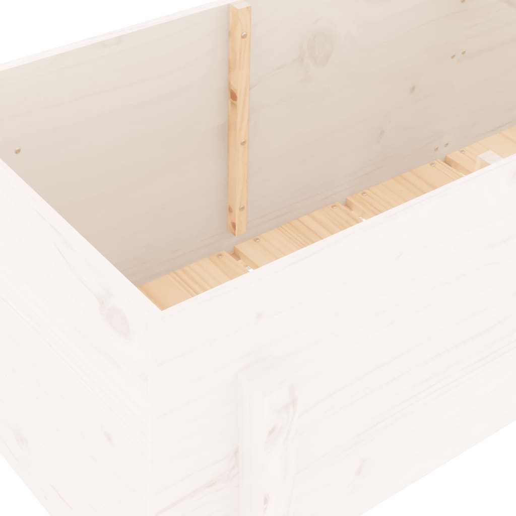 Strat înălțat de grădină, alb, 160x50x57 cm, lemn masiv de pin - Lando