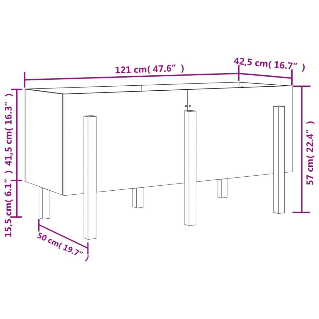 Strat înălțat de grădină maro miere 121x50x57 cm lemn masiv pin - Lando