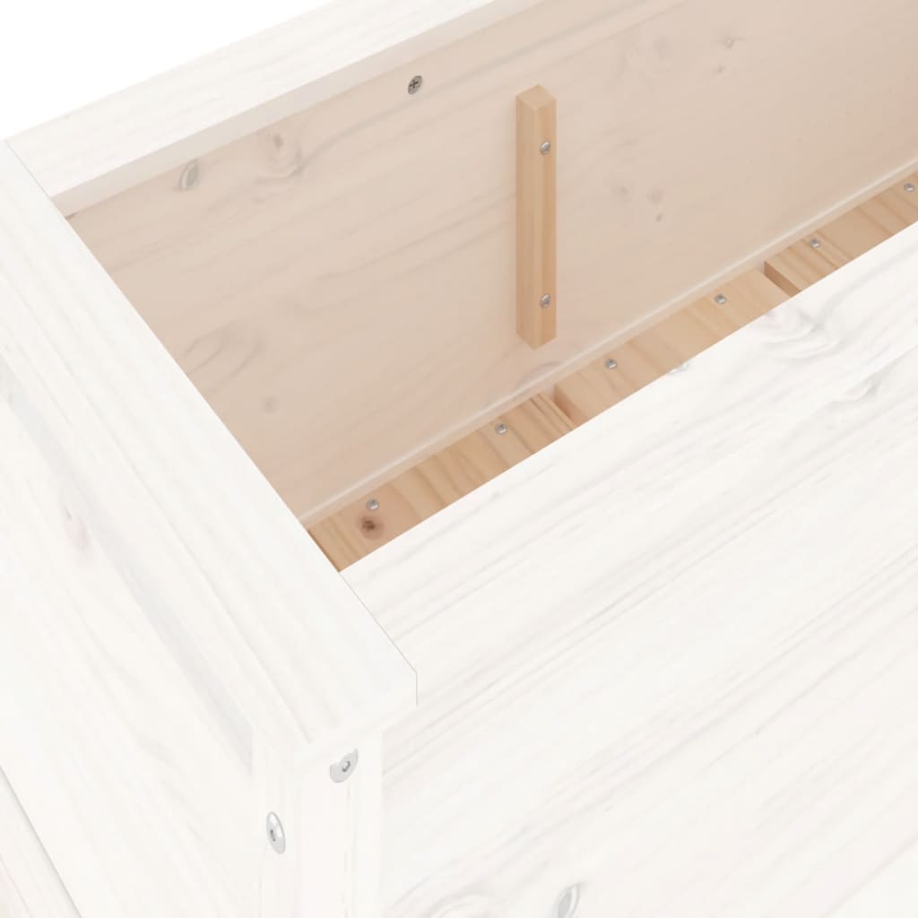 Strat înălțat de grădină, alb, 119,5x40x39 cm, lemn masiv pin - Lando