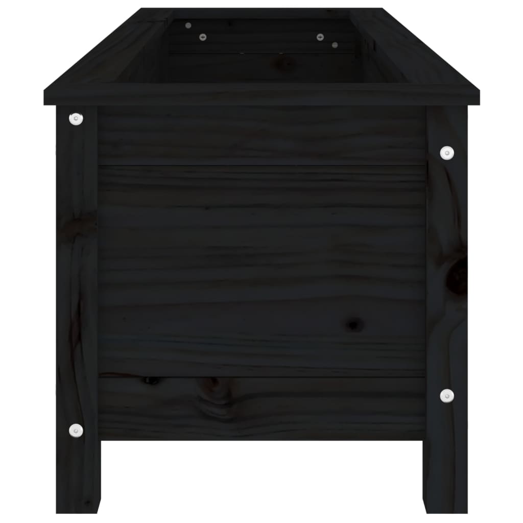 Strat înălțat de grădină, negru, 119,5x40x39 cm, lemn masiv pin - Lando