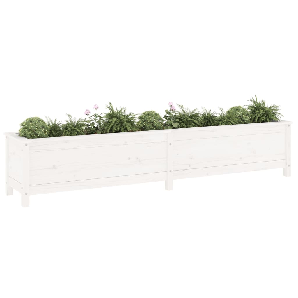 Strat înălțat de grădină, alb, 199,5x40x39 cm, lemn masiv pin - Lando
