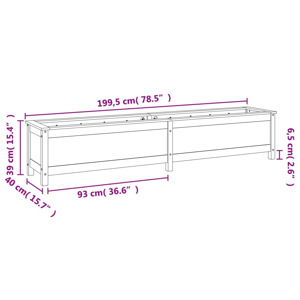 Strat înălțat grădină maro miere 199,5x40x39 cm lemn masiv pin - Lando