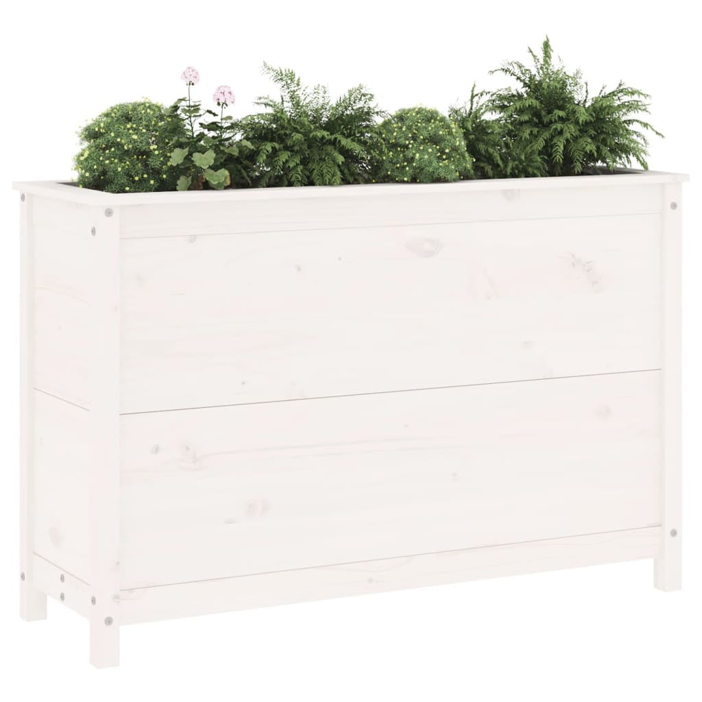 Strat înălțat de grădină, alb, 119,5x40x78 cm, lemn masiv pin - Lando