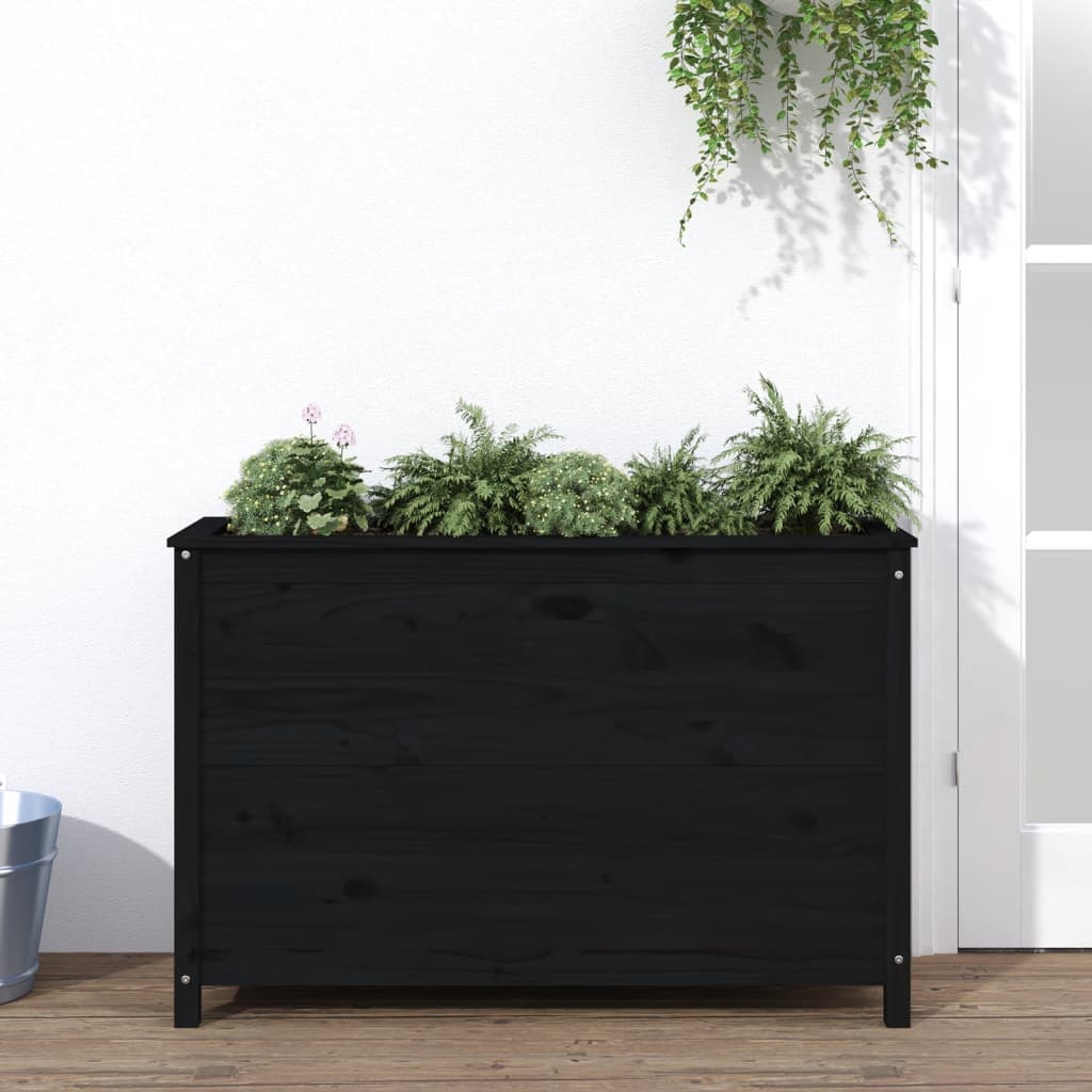 Strat înălțat de grădină, negru, 119,5x40x78 cm, lemn masiv pin - Lando