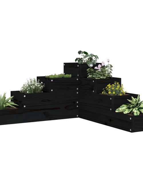 Încărcați imaginea în vizualizatorul Galerie, Jardinieră grădină 4 niveluri, negru 80,5x79x36 cm lemn pin - Lando
