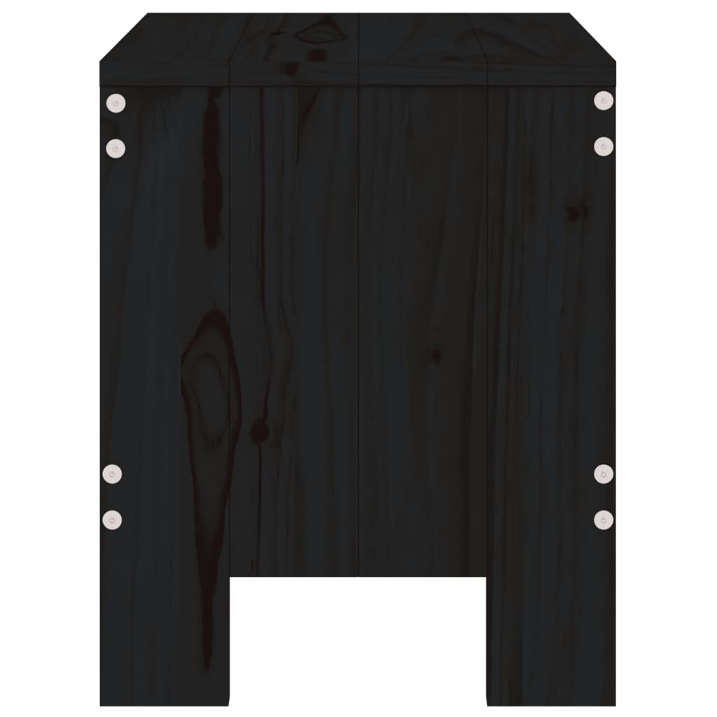 Taburete de grădină, 2 buc., negru, 40x36x45 cm, lemn masiv pin - Lando