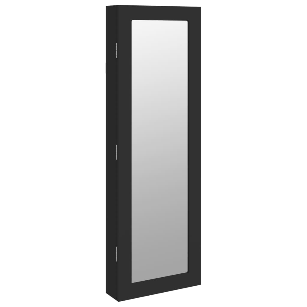 Dulap de bijuterii & oglindă montat pe perete negru 30x8,5x90cm Lando - Lando