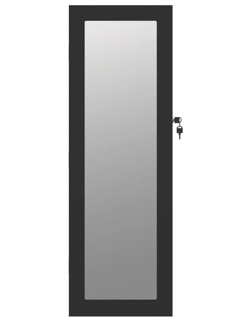 Încărcați imaginea în vizualizatorul Galerie, Dulap de bijuterii &amp; oglindă montat pe perete negru 30x8,5x90cm Lando - Lando
